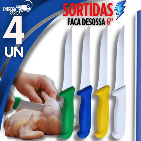 Conjunto Facas Profissional Para Desossar 6" Açougueiro Faca Aço Inox Utensílios Cozinha Utilidade