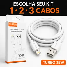 1, 2 ou 3 Cabos USB Lightning Reforçado Turbo 1 Metro