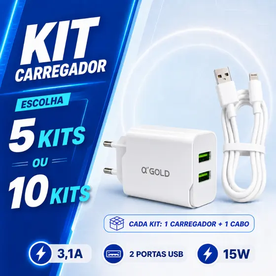 10 Kit Carregadores Turbo Iphone 1 Metro Reforçado Flexível e Resistente