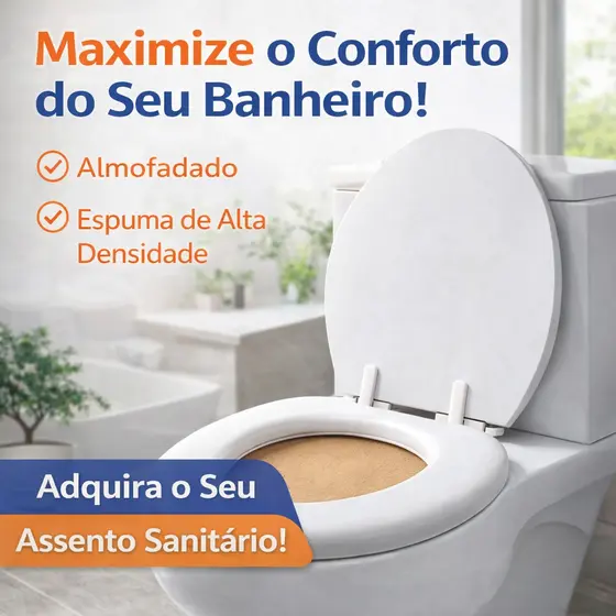Assento Sanitário Almofado Universal Branco Confortável Premium Resistente Facil Aplicaçao