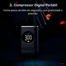Inflador Elétrico Bomba Portátil Compressor De Ar Digital Recarregável Usb Bico