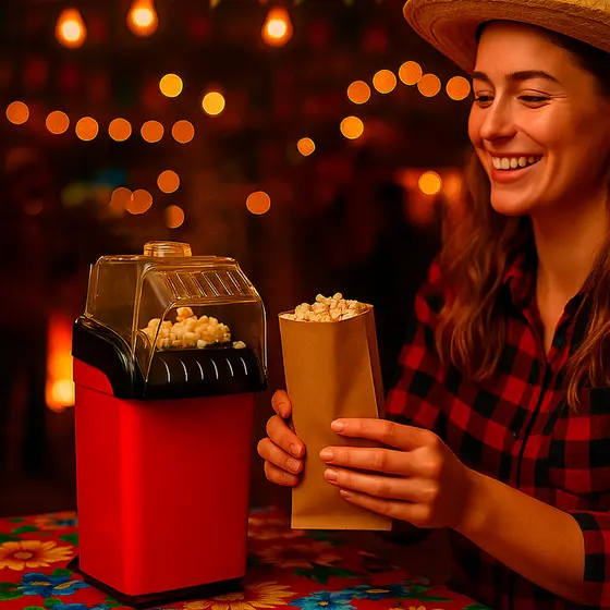 Pipoqueira Elétrica 110V e 220V Sem Óleo Ar Quente Festa Junina Prático