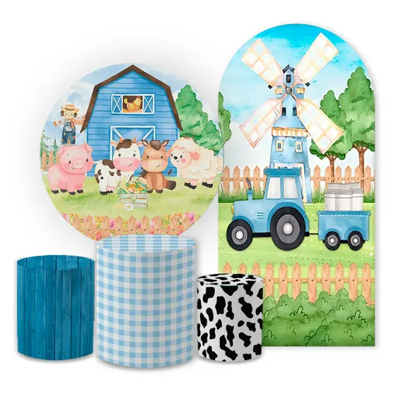 Capa Festivas Painel Trio Cilindro Completo Decoração Festa Fazendinha Bichinhos Lançamento Bibi Oferta
