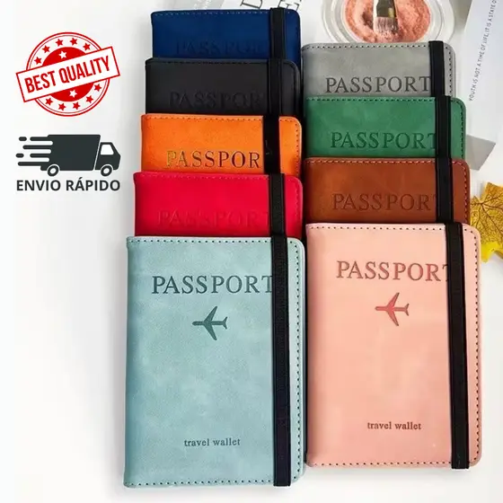 Porta Passaporte Documentos Cartões Cédulas Viagem Alta Qualidade