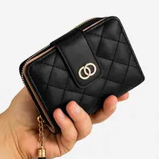 Carteira Feminina Porta Cartões Moedas Couro Sintético Compacta