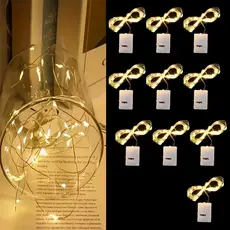 5/10/20 KIT Fios de Fada 2m Leds Dourada a Pilha Para Festa Arte Presente Ambiente Decorado Charme Baterias