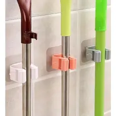 10 Kit Branco/Cinza/Rosa Suporte De Vassoura E Adesivo Para OrganizaçãO Da  De Vassoura Auto Adesivo Prateleira Casa