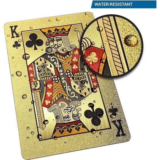 Baralho Dolar Dourado Ouro Folheado A Prova D'agua Poker Truco Cartas Jogos Para Várias Ocasiões De Festa 54 Cartas