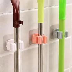 10 Kit Branco/Cinza/Rosa Suporte De Vassoura E Adesivo Para OrganizaçãO Da  De Vassoura Auto Adesivo Prateleira Casa