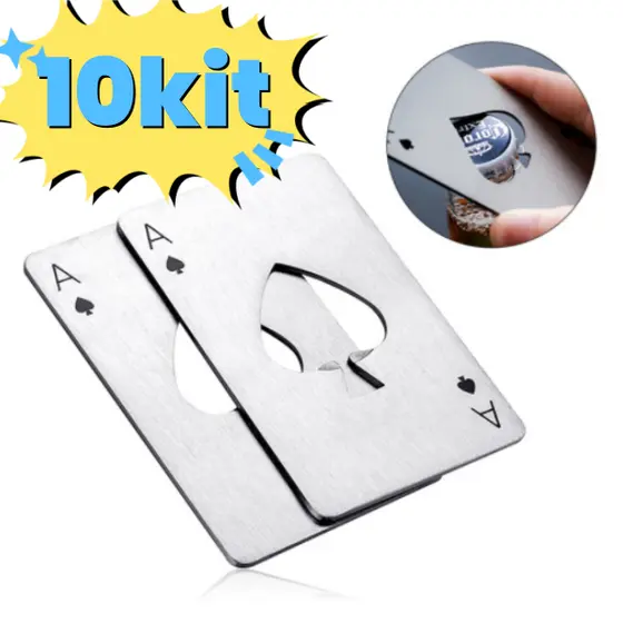 Kit 10 Abridor De Garrafa 8.5*5.4cm Formato Carta De Baralho De Aço Inox Portátil