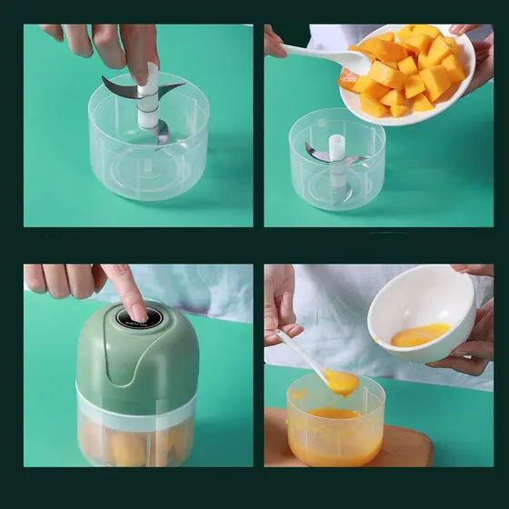 250ml Mini Processador De Alimentos Moedor Alho Elétrico Sem Fio Recarregável USB Verde