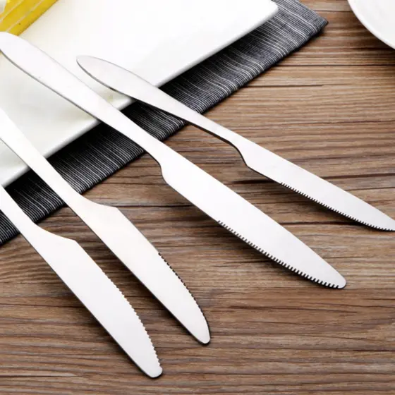 Jogo De Talheres 6 Peças Aço Inox Facas De Mesa Promoção