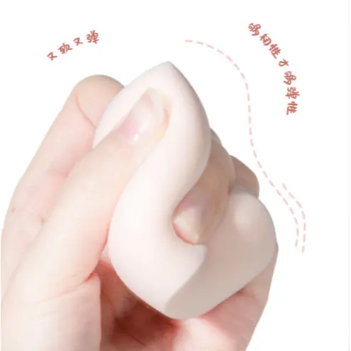 【Combinação】Pincel Hexágono Adequado + Esponja Make Up Acabamento Para Cream Blush Em Pó De Maquilhagem Base Corretivo