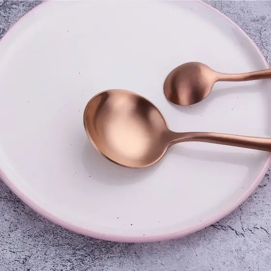 24 Peças Garfo Faca Colher Jogo de Talheres Rose Gold Inox