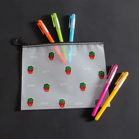 10 Unidade Necessaire Bolsinha Estampada e Impermeável, Estojo Transparente 17x21cm
