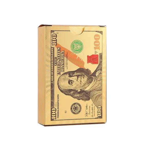 Jogo Carta De Baralho Dourado DÓLAR Folha De Ouro Com 54 Cartas Para Poker Jogos Plástico