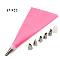 Conjunto De Saco De Confeiteira De Silicone Com Bico Para Decoração Com Creme Confeitaria Bolo Sorvete