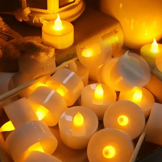 24 Conjuntos Vela Led Eletrônica Amarela Linda Decorativa Com s/Festa/Casamento/Decoração
