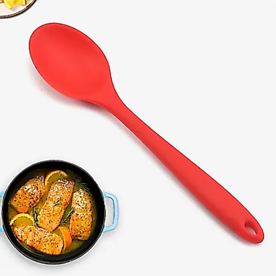 Colher De Silicone Vermelho Grande Durável Material De Segurança Adorável Artigos De Cozinha Promoção