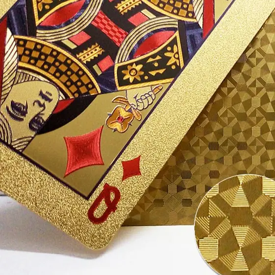 Baralho Conjunto Cartão de Jogo Dourado 24k Prova D'água Promoção