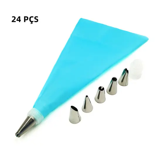 24 Pçs Conjunto De Confeiteira De Silicone Com Bico Para Decoração Com Creme Bolo
