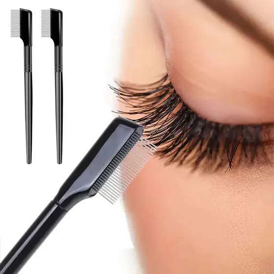 Novo Pente De Sobrancelha De Aço Inoxidável Escova De Cílios Maquiagem De Metal Com Capa Pincéis Ferramenta