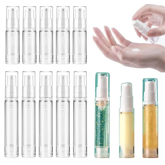 5/10/15ml Sub-Engarrafamento Portátil De Viagem Frasco De Spray De Perfume Refil De Loção A Vácuo Creme De Olhos Bomba Airless Frascos De Líquido