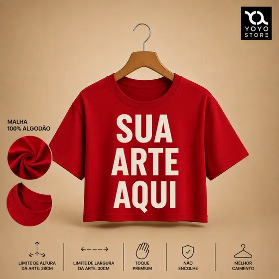 Cropped Top T-shirt Personalize Sua Estampa Aqui Customizado