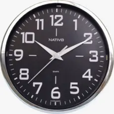 Relógio de parede redondo metalizado cromo nativo