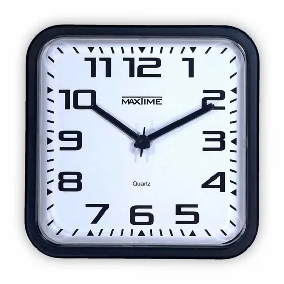 relógio de parede quadrado quartz arábico fundo branco- maxtime