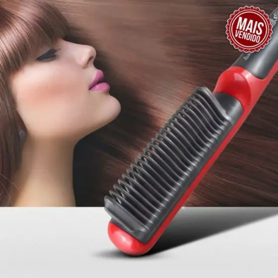 Escova Secadora Multifunção Seca Alisa Modela Bivolt Pente Quente Alisador Efeito Liso Rápido - Straightener