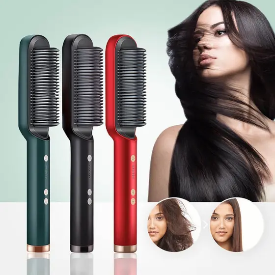 Escova Alisadora De Cabelo Cerâmica Profissional 5 em 1 Escova Bivolt