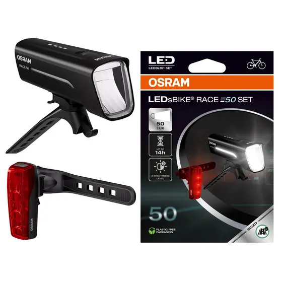 Farol Lanterna Bike Frente Tras Regarregavel Osram Race50SET
