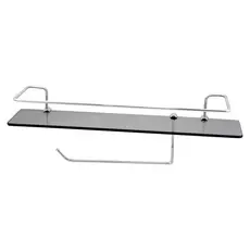 Suporte Para Temperos De Cozinha Com Porta Papel Toalha Embutido 50CM Vidro Fumê