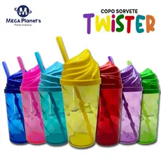 KIT 50 COPOS TWISTER 500ml TAMPA SORVETE | Chantilly Ideal para Drinks e Festas  Aniversários | Casamentos | Chá de Bebê