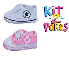 Kit 2 Pares De Sapatinho Para Bebê Recem Nascido Menino e Menina