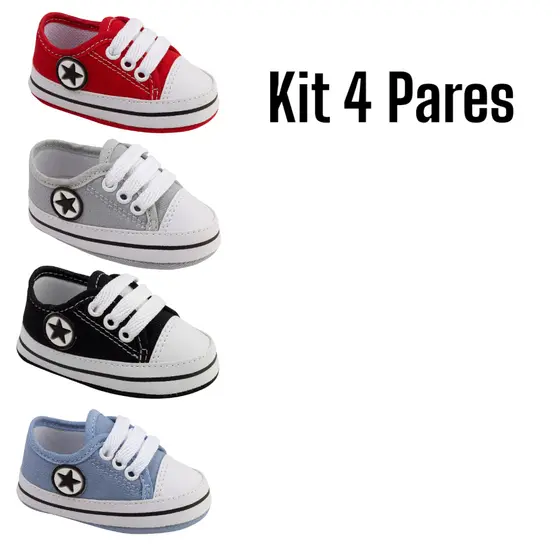 Kit 4 pares de tênis unisex para bebê