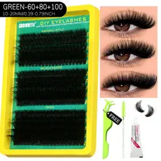 GROINNEYA DIY Kit De Extensão De Cílios Fofos D Curl 8-16mm Lash Com Cola E Escova