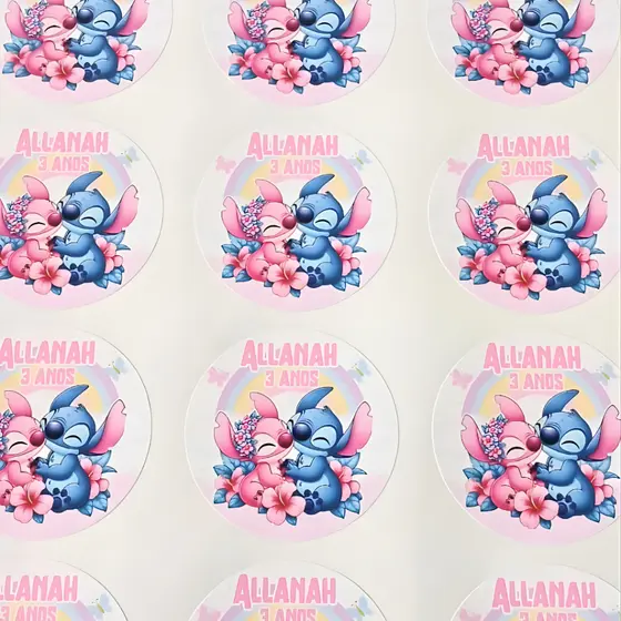 Adesivos personalizados e recortados 5x5cm Stitch para Lembrancinhas - Pirulitos - Latinhas - Caixinhas