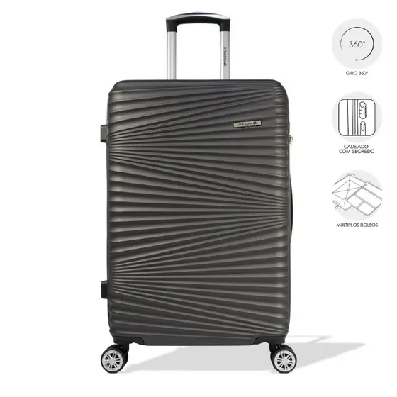 Mala de Viagem Grande 32kg Rígida Rodas Giro 360º Hamburgo Stradda