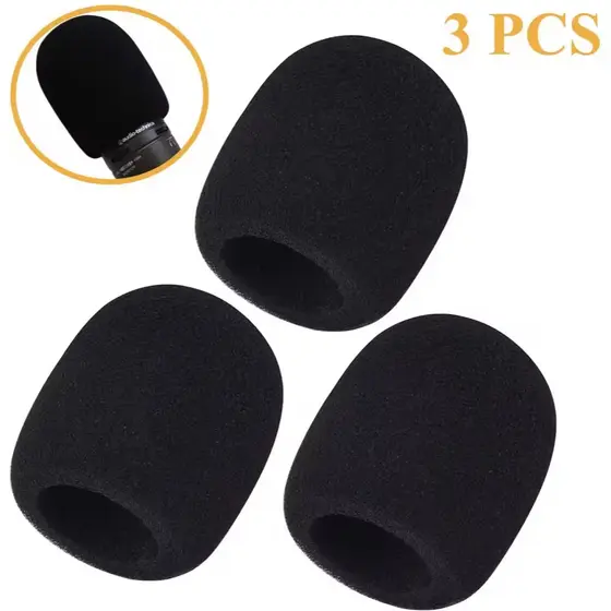Kit 3 Espumas Protetoras Anti Puff para Microfone Com e Sem Fio tipo SM58 Condensador Pop