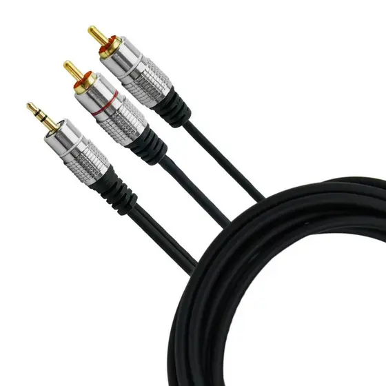 Cabo Profissional De Áudio P2 + 2 Rca Blindado 5 Metros 24k