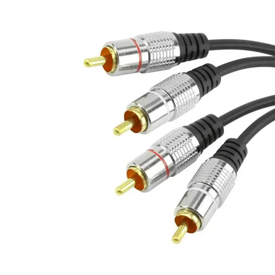 Cabo Rca 2 Metros Dupla Blindagem Cobre 2+2 Rca 2m Blindado