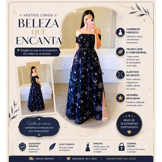 Vestido feminino longo lastex estampado moda evangélica Promoçao- REF 149