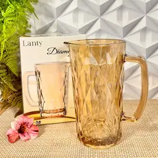 Jarra Diamond de Vidro Ambar Metalizado 1L Diamond Água Suco Restaurante Buffet Drinks Âmbar