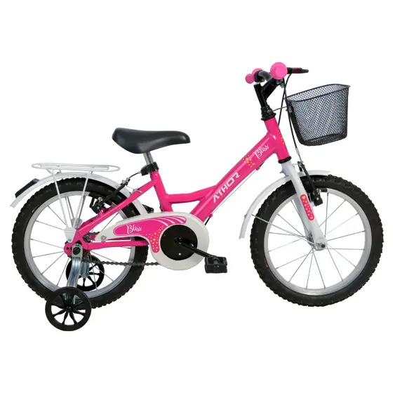 Bicicleta Bliss Athor Bikes Infantil Baby Aro 16 com Rodinhas com Cesto e Garupa