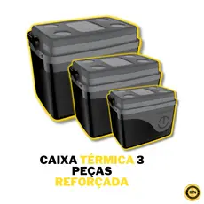 Caixa Cooler Térmica Unitermi 3 Peças Com Alça e Trava e Tampa Bandeja Com Porta Copos
