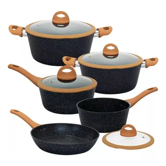 Conjunto De Panelas Revestimento Cerâmica Viena Preto 5 Peças - Casambiente