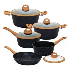 Conjunto De Panelas Revestimento Cerâmica Viena Preto 5 Peças - Casambiente