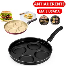 Frigideira Fritadeira Teflon Antiaderente Multiuso 4 Ovos Com Divisorias Não Gruda